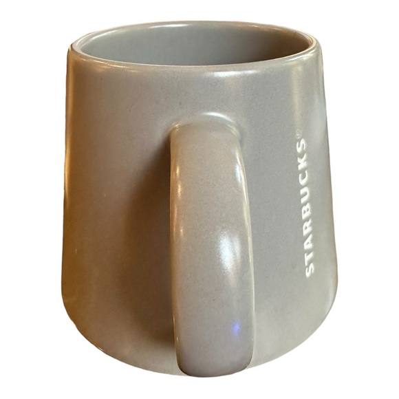 Starbucks 2013  16oz gray ceramic mug wide base embossed vertical logo - Picture 2 of 7